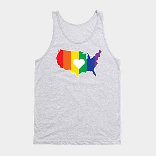 Gay USA Rainbow United States Outline Tank Top